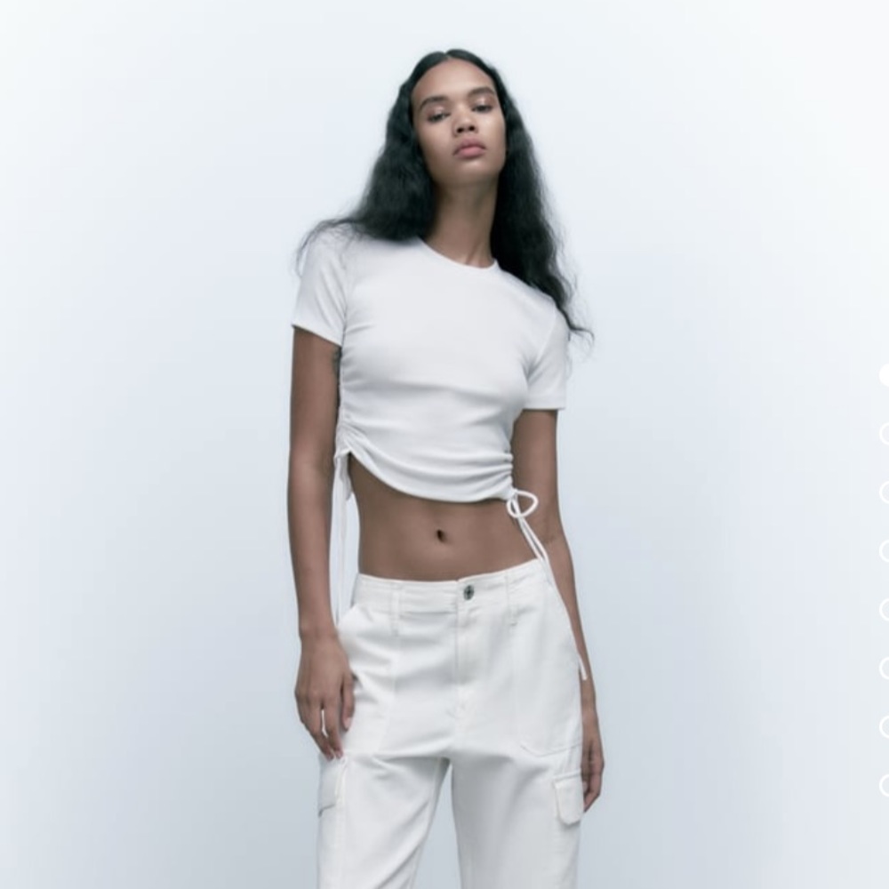 Zara Ruched Ribbed Crop Top - Picture 3 of 4